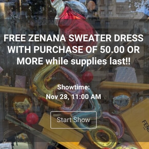LIVE 11/28 @11:00 AM PST  FREE ZENANA DRESS OR BRA TOP WITH 50.00 PURCHASE!! - Picture 1 of 1